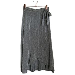 Caution To The Wind Skirt Womens S Small Black White Stripe Midi Tulip Hem